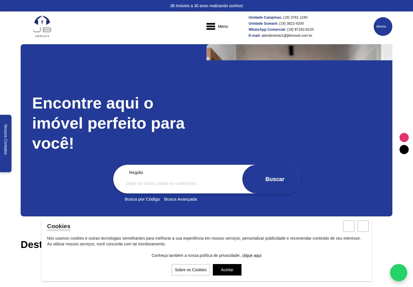 Captured homepage of jbimovel.com.br in the current scan