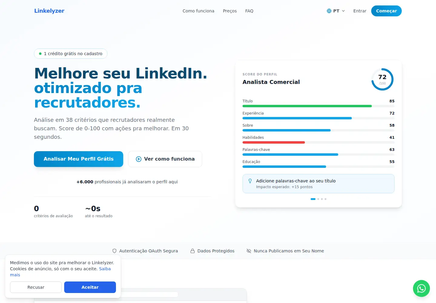 Screenshot of linkelyzer.com.br