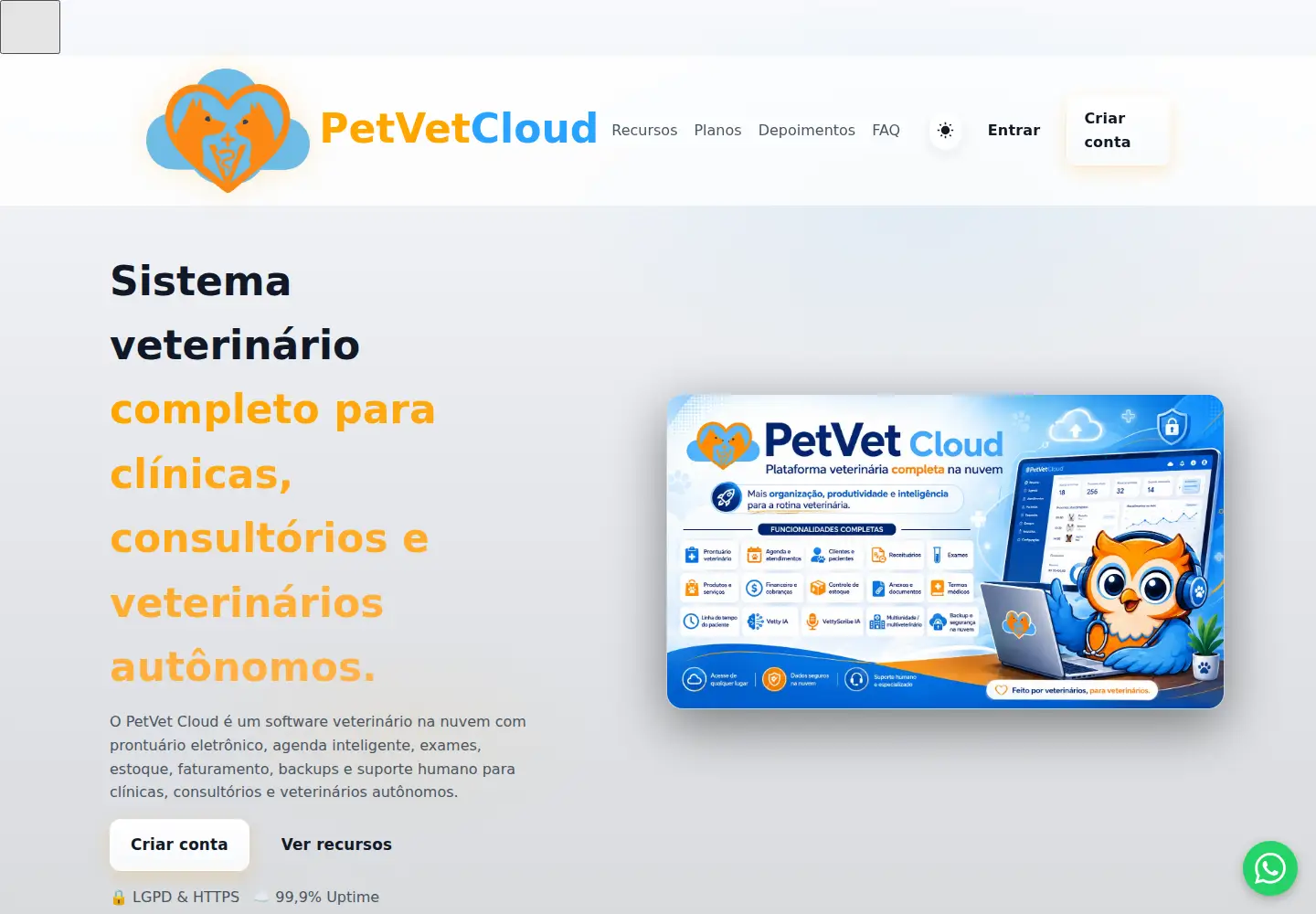 Screenshot of petvetcloud.com.br