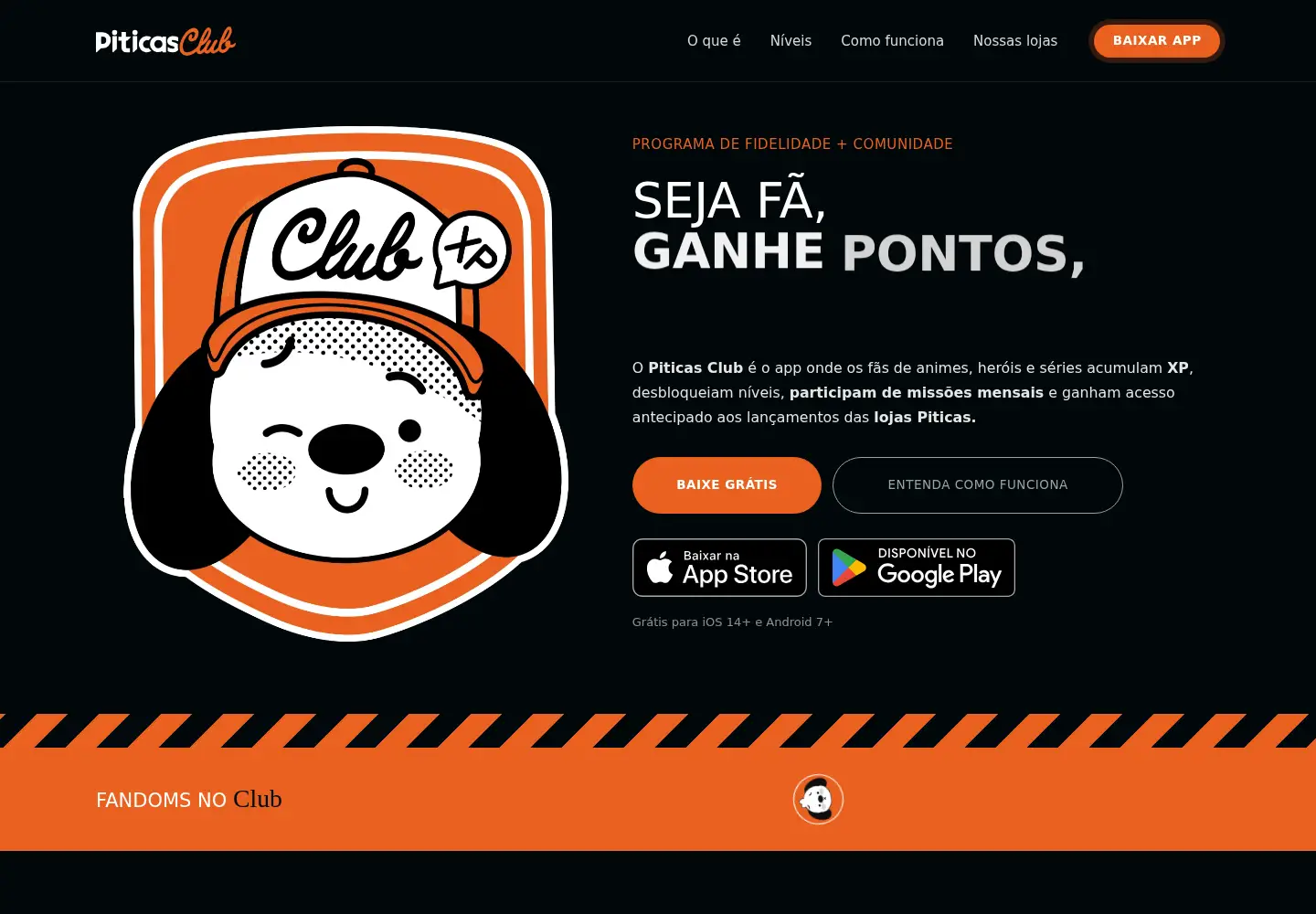 Screenshot of piticasclub.com.br