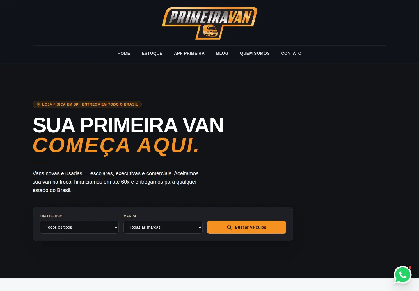 Captured homepage of primeiravan.com.br in the current scan