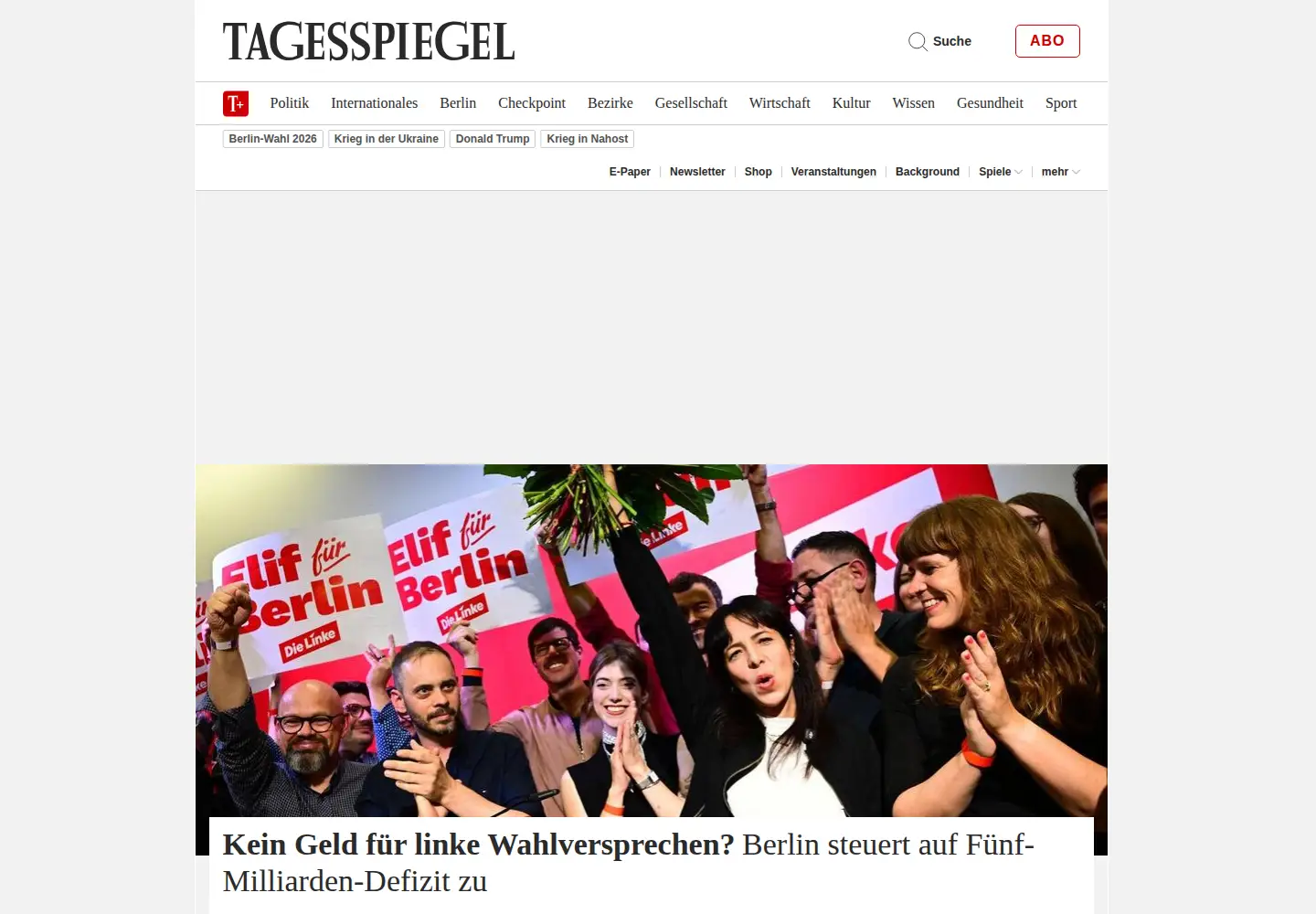 Screenshot of tagesspiegel.de