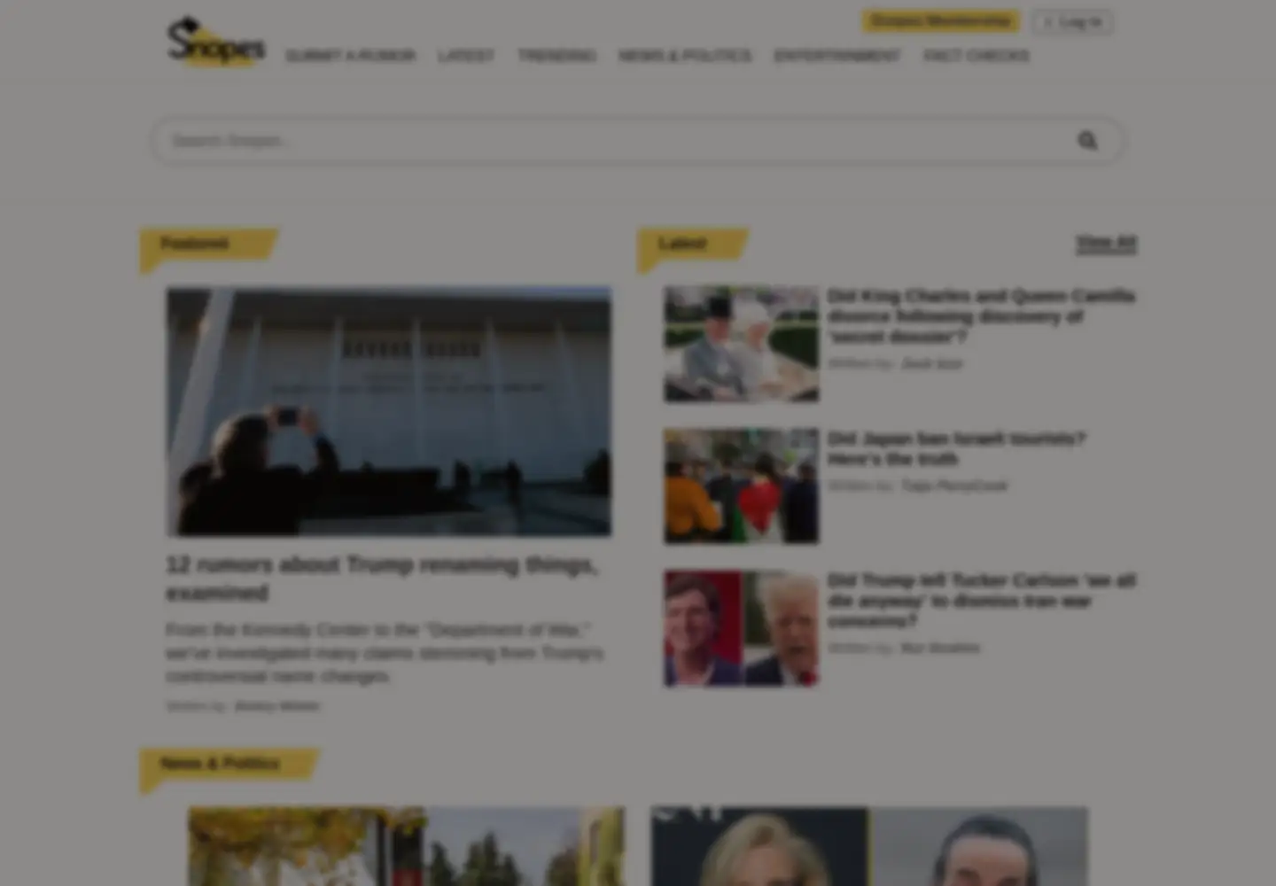 Screenshot of snopes.com