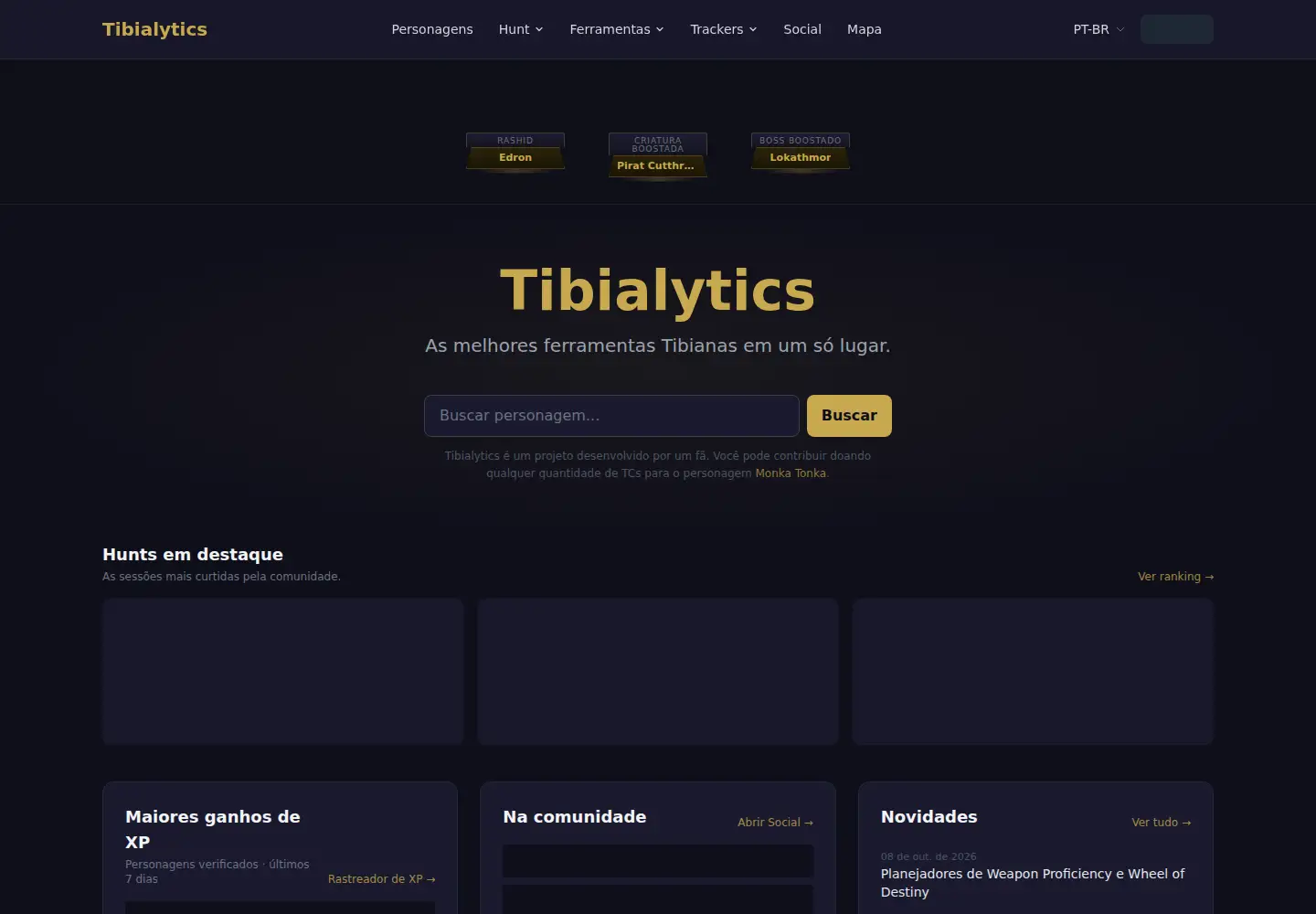 Screenshot of tibialytics.com.br