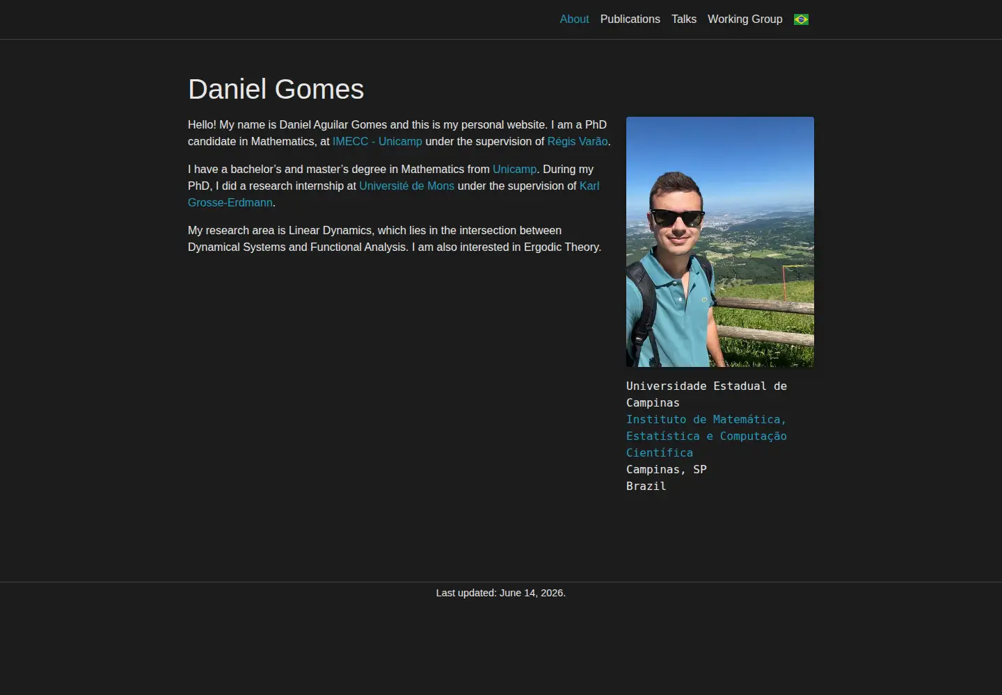 Captured homepage of daniel.mat.br in the current scan