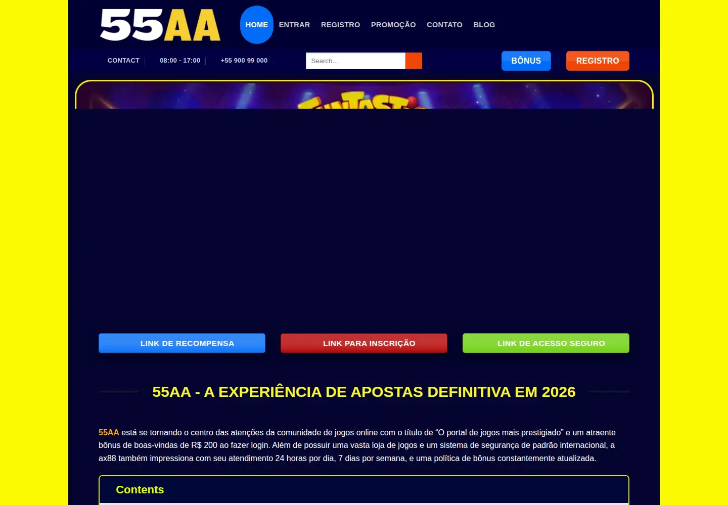 Captured homepage of 55aabet.net.br in the current scan