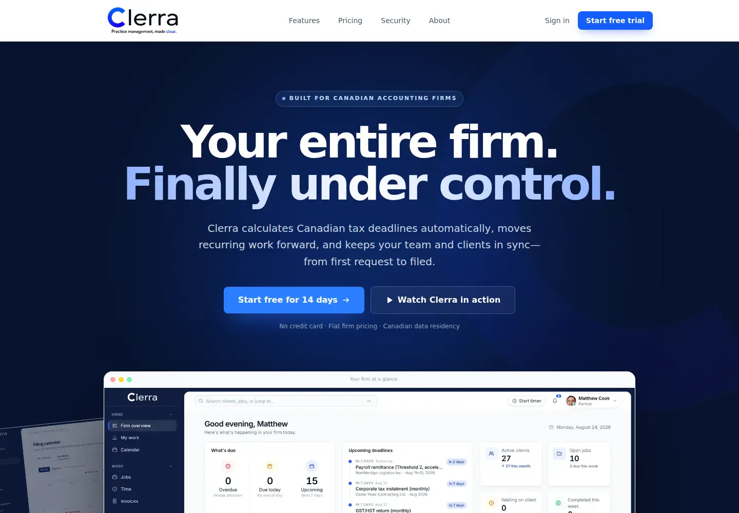 Screenshot of clerra.ca