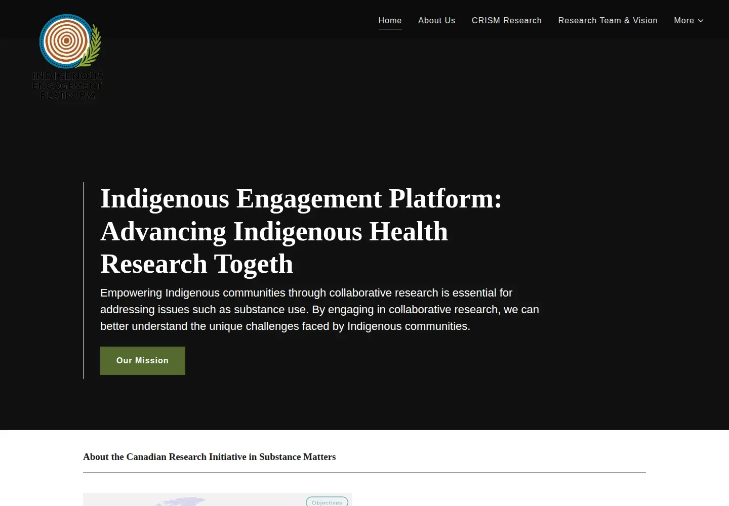 Captured homepage of crism-iep.ca in the current scan