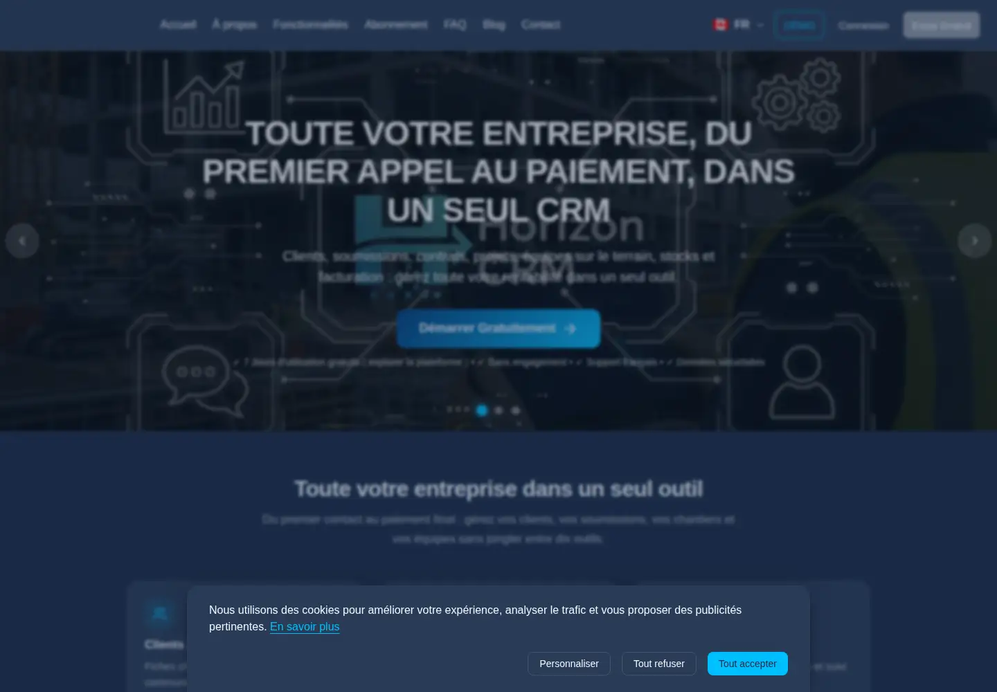 Captured homepage of horizoncrm.ca in the current scan