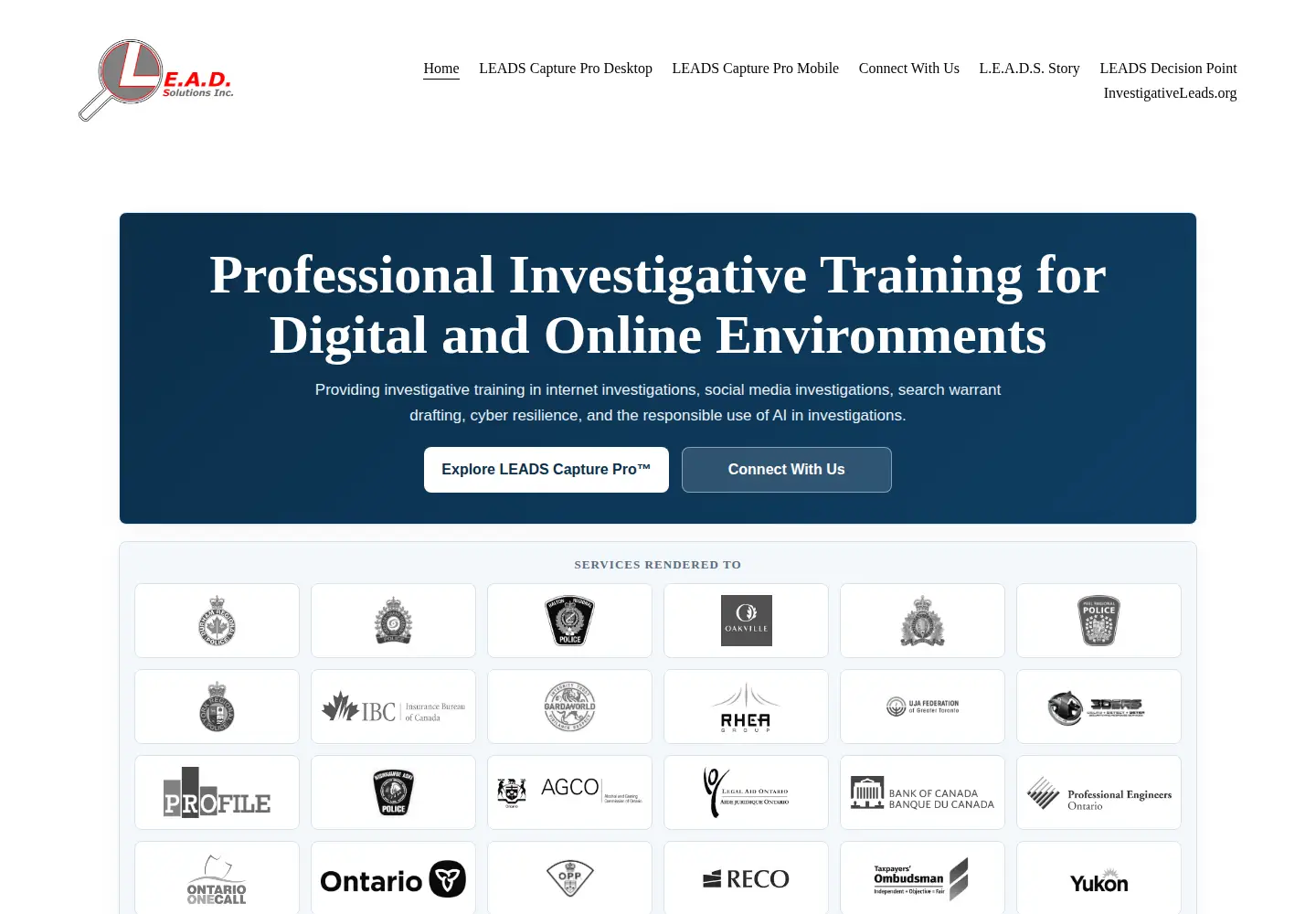 Captured homepage of leadsolutions.ca in the current scan