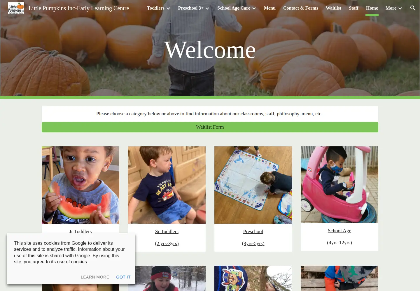 Screenshot of littlepumpkins.ca
