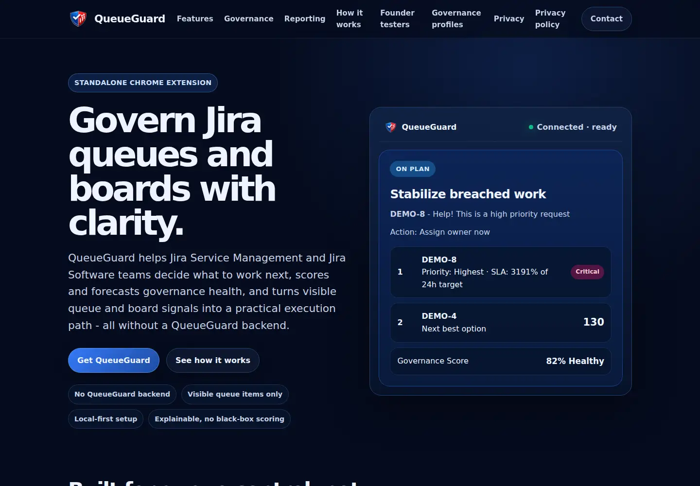 Captured homepage of queueguard.ca in the current scan