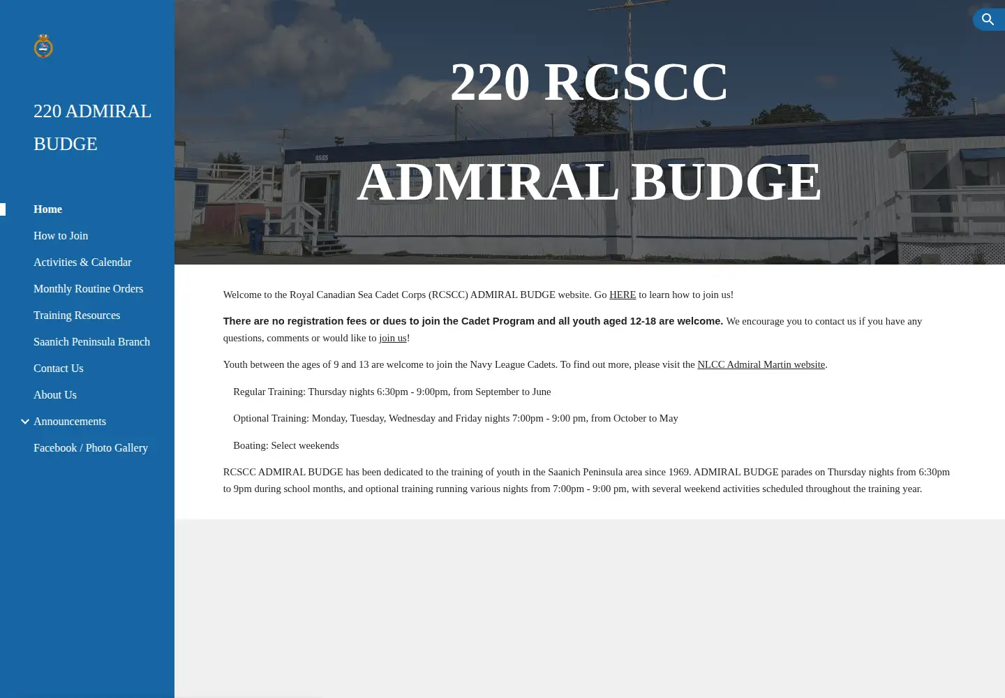 Screenshot of rcsccadmiralbudge.ca