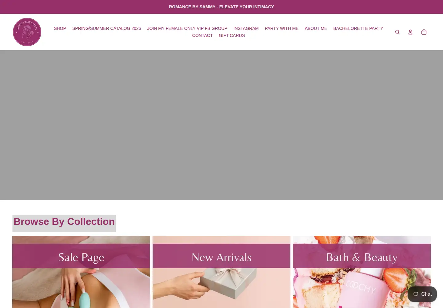 Captured homepage of romancebysammy.ca in the current scan