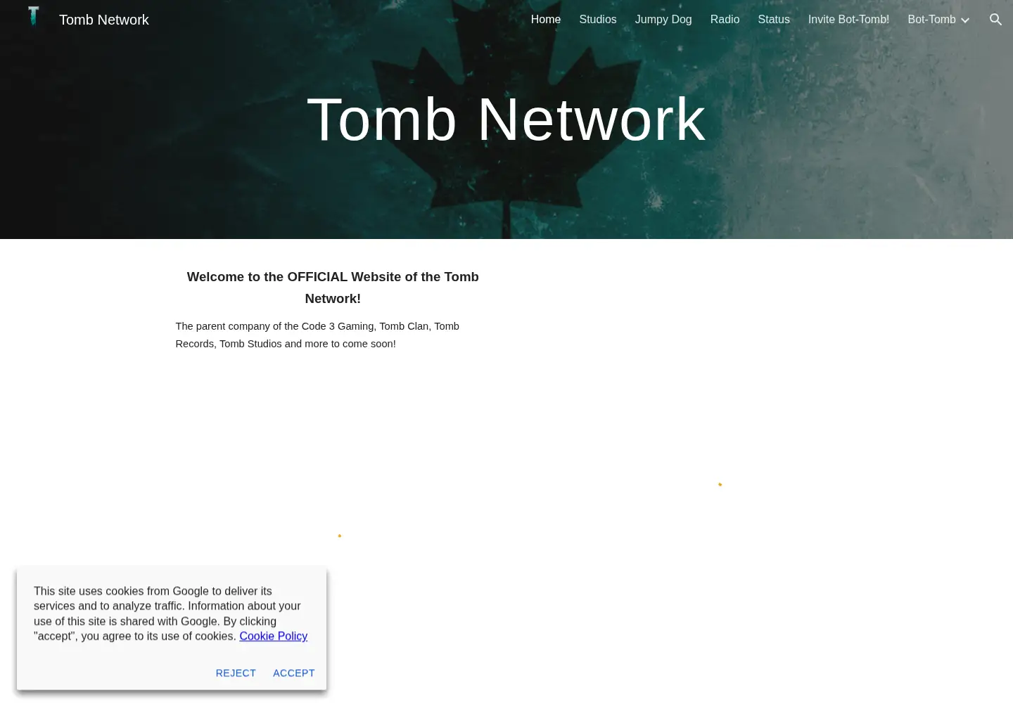 Captured homepage of tombnetwork.ca in the current scan