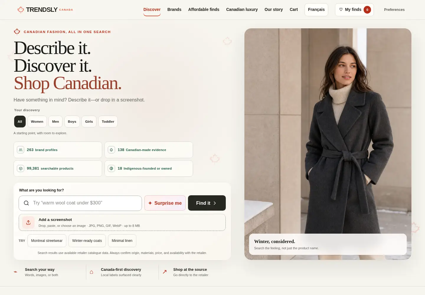 Captured homepage of trendsly.ca in the current scan