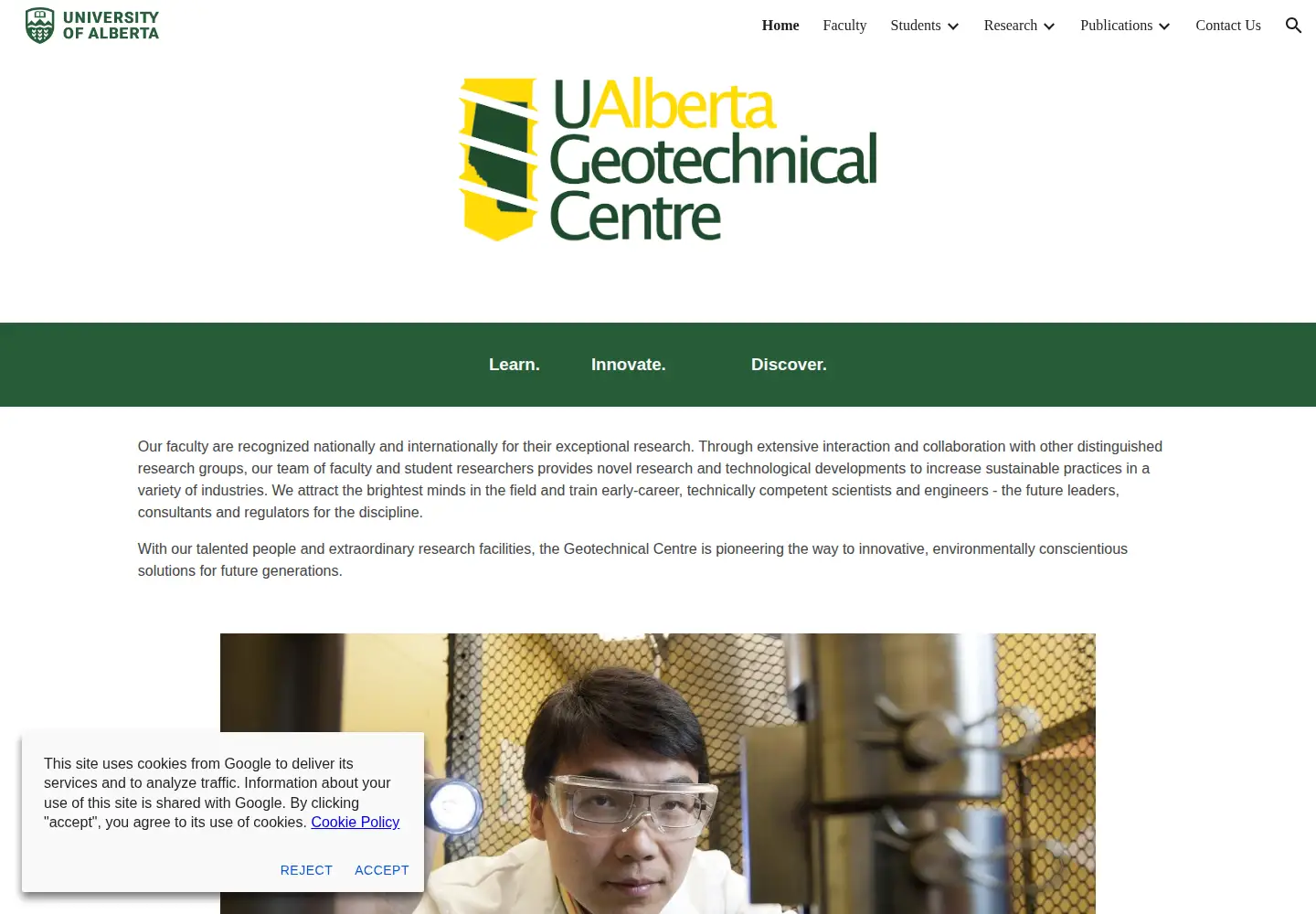 Captured homepage of ualbertageotech.ca in the current scan