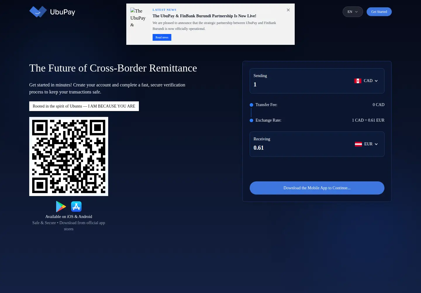Captured homepage of ubupay.ca in the current scan
