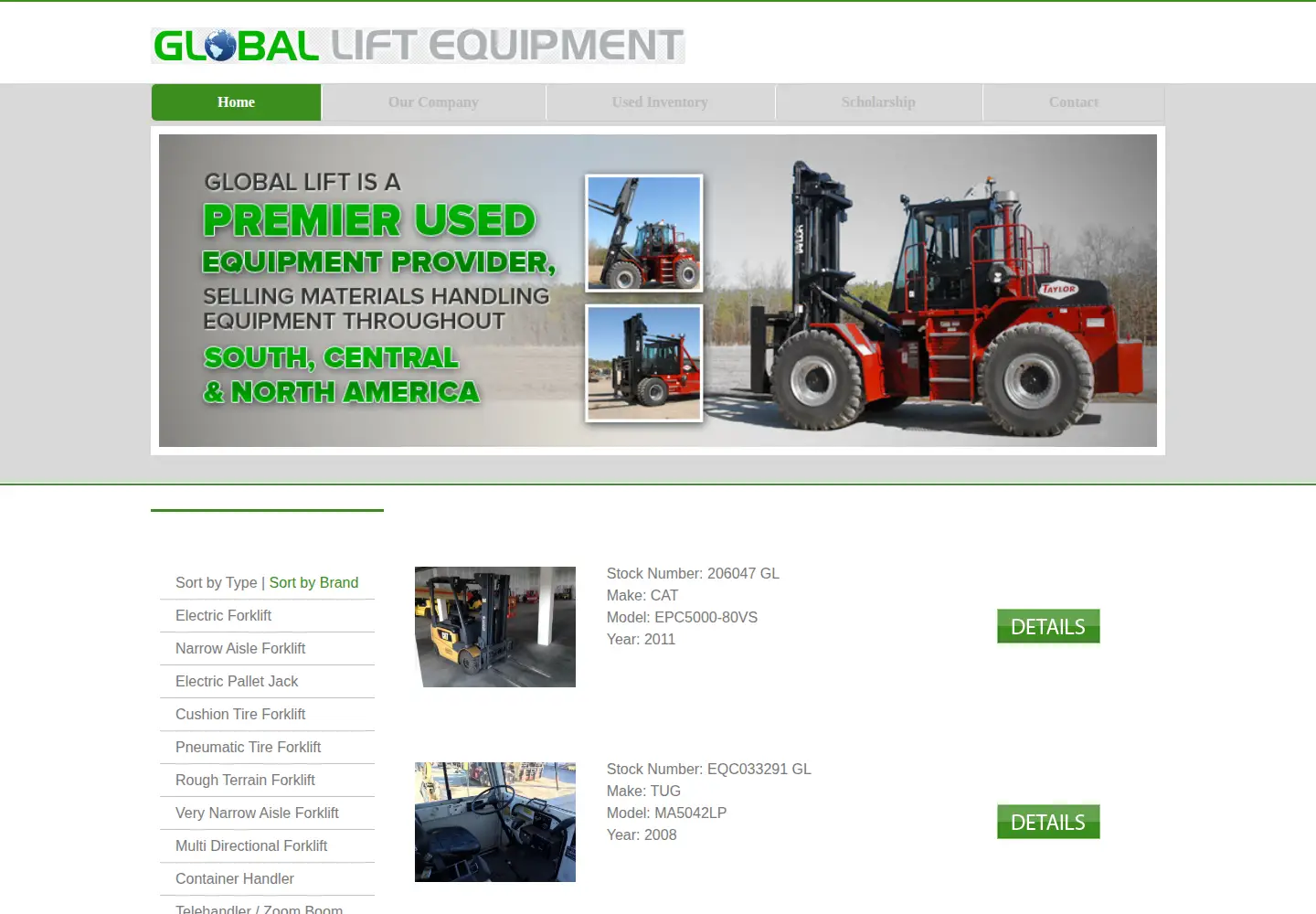 Screenshot of usedforkliftsmanitoba.ca