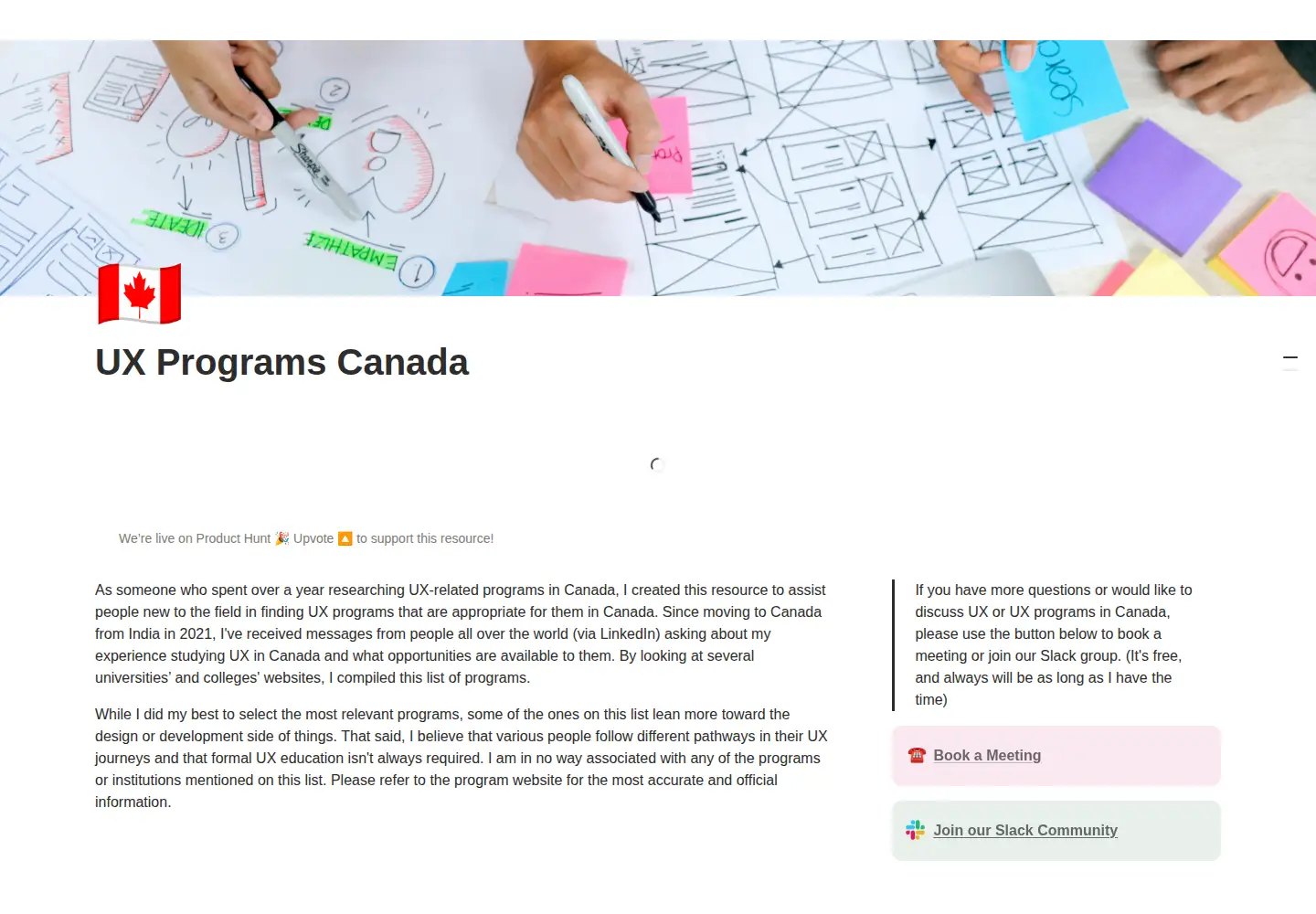 Captured homepage of uxprograms.ca in the current scan
