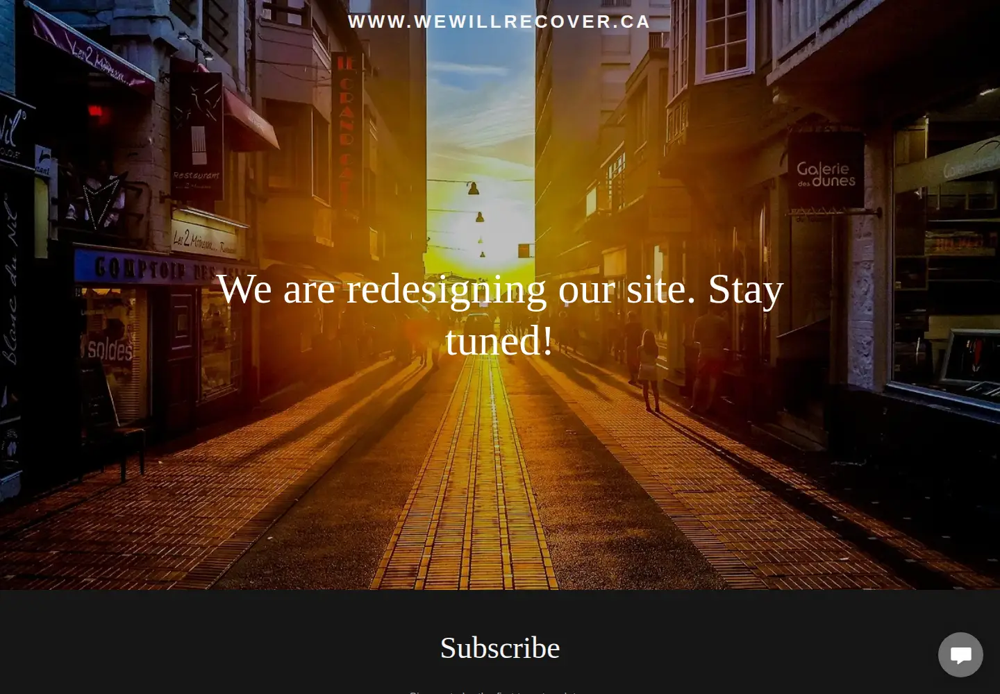 Screenshot of wewillrecover.ca