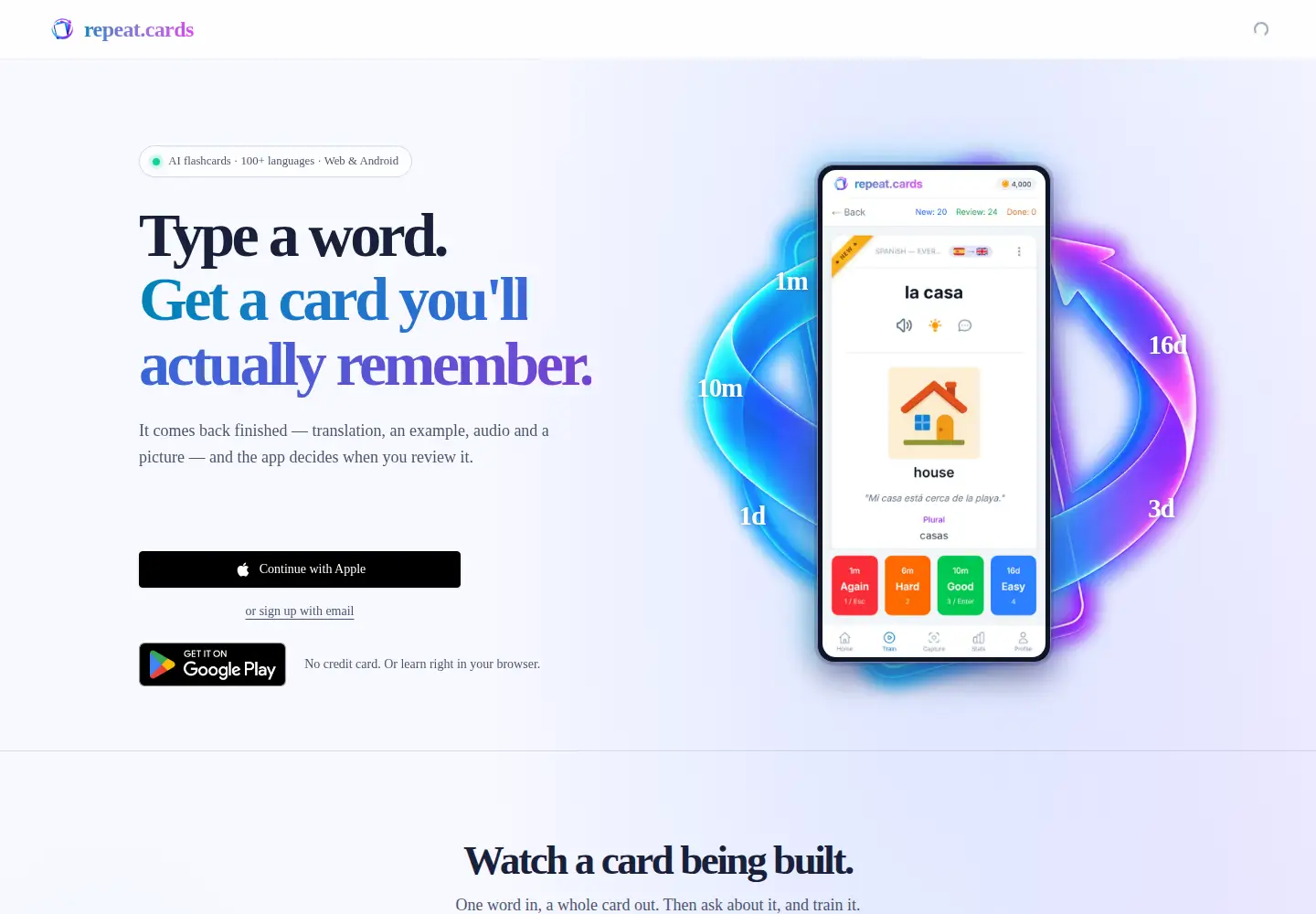 Screenshot of repeat.cards