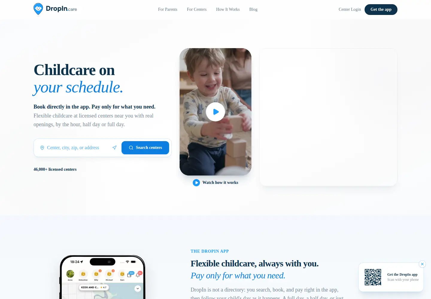Captured homepage of dropin.care in the current scan
