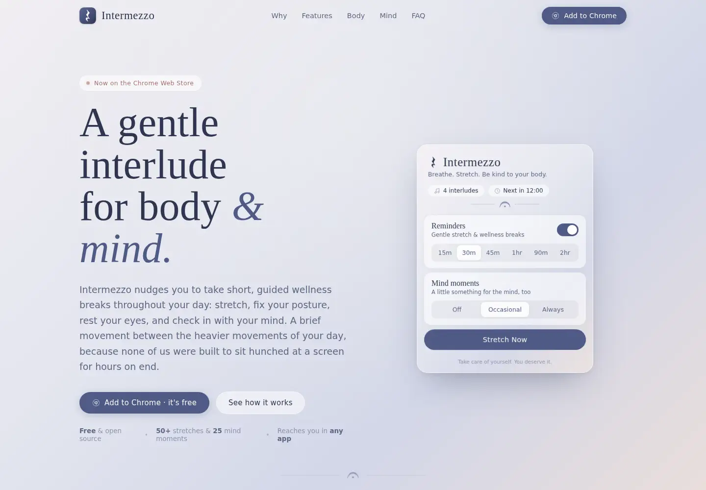Screenshot of intermezzo.care