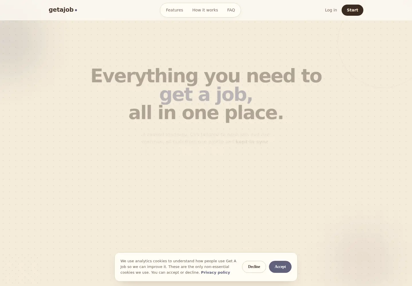 Screenshot of getajob.careers
