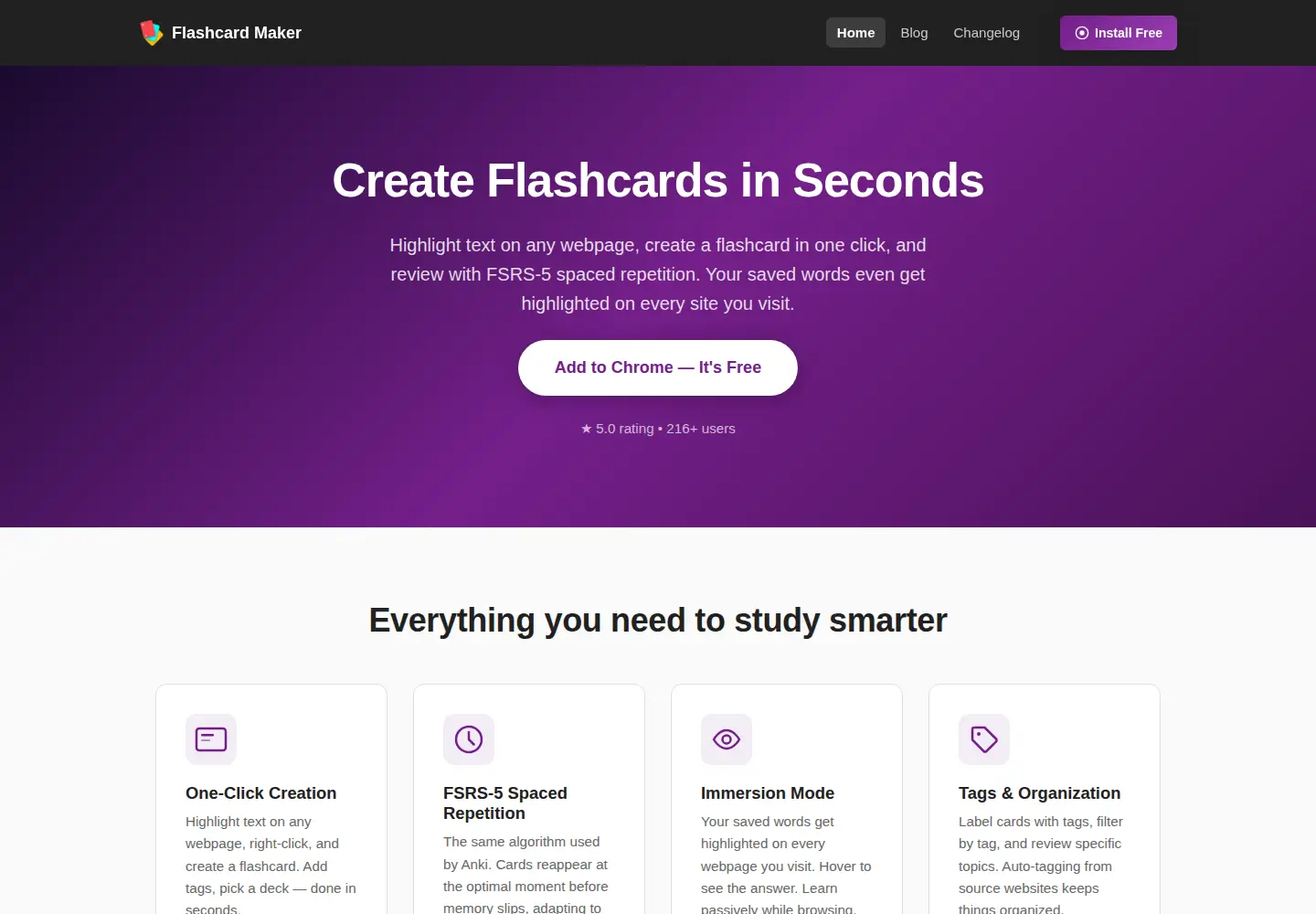 Captured homepage of flashcard-maker.cc in the current scan