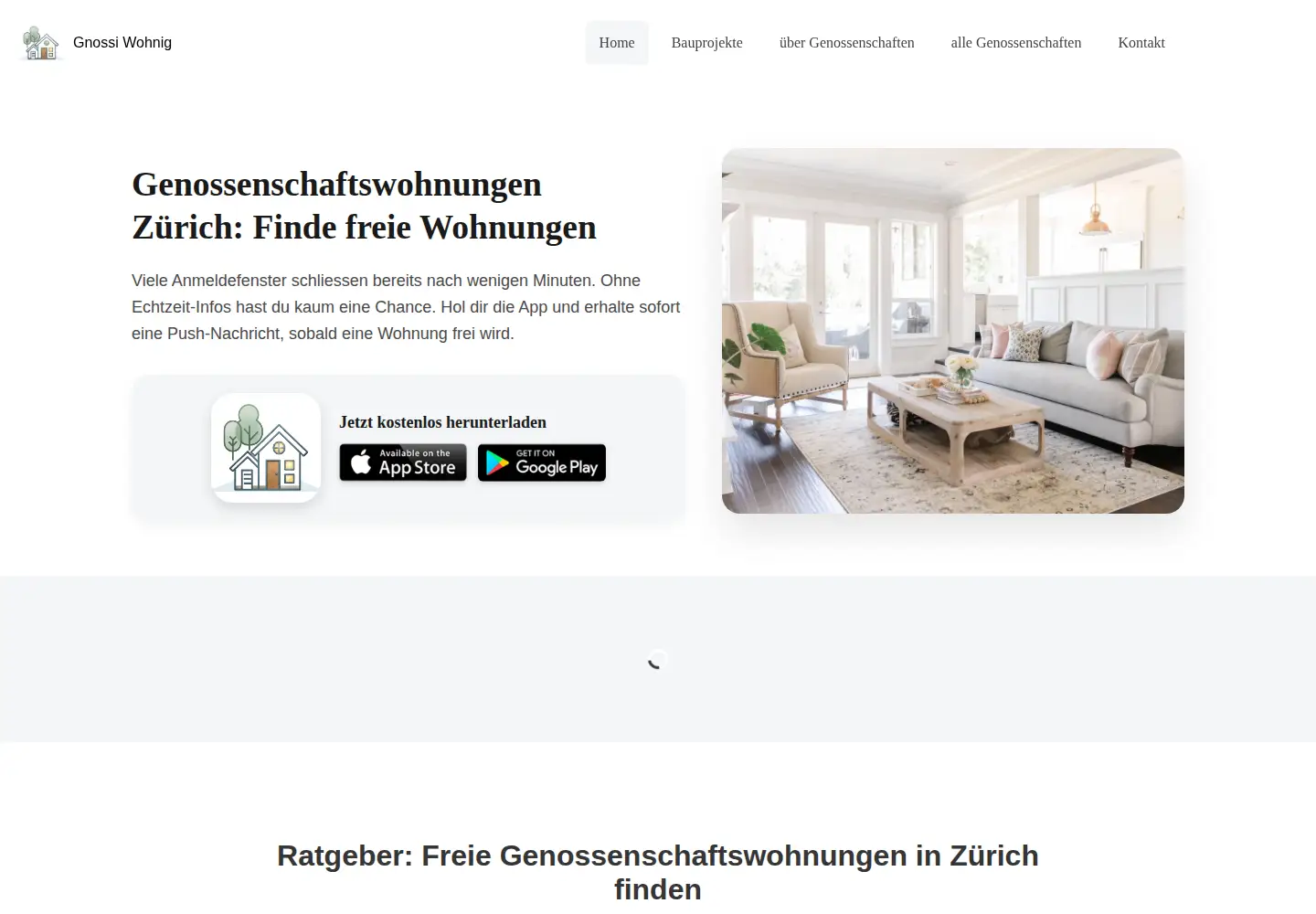 Screenshot of gnossiwohnig.ch