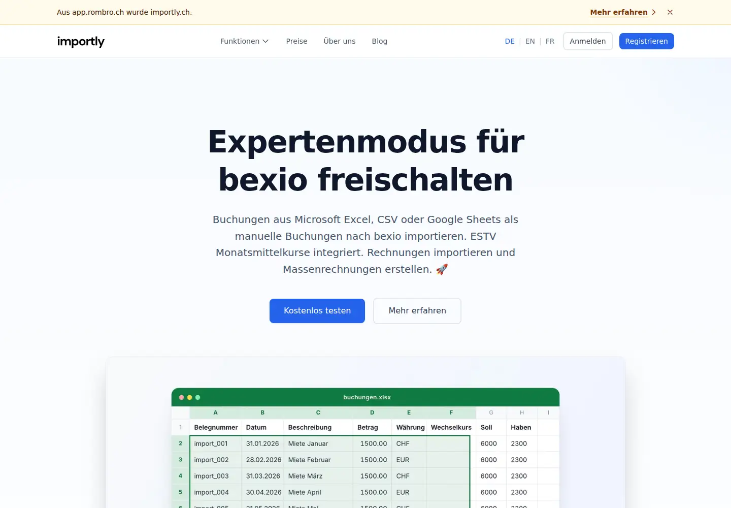 Screenshot of importly.ch