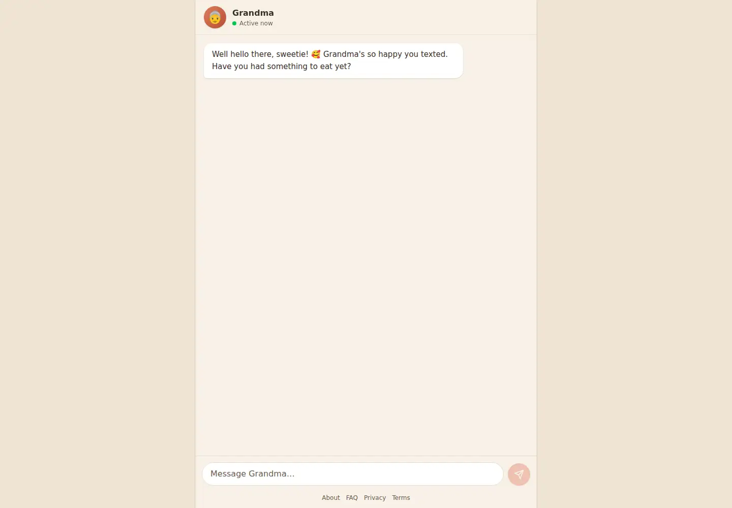 Captured homepage of grandma.chat in the current scan