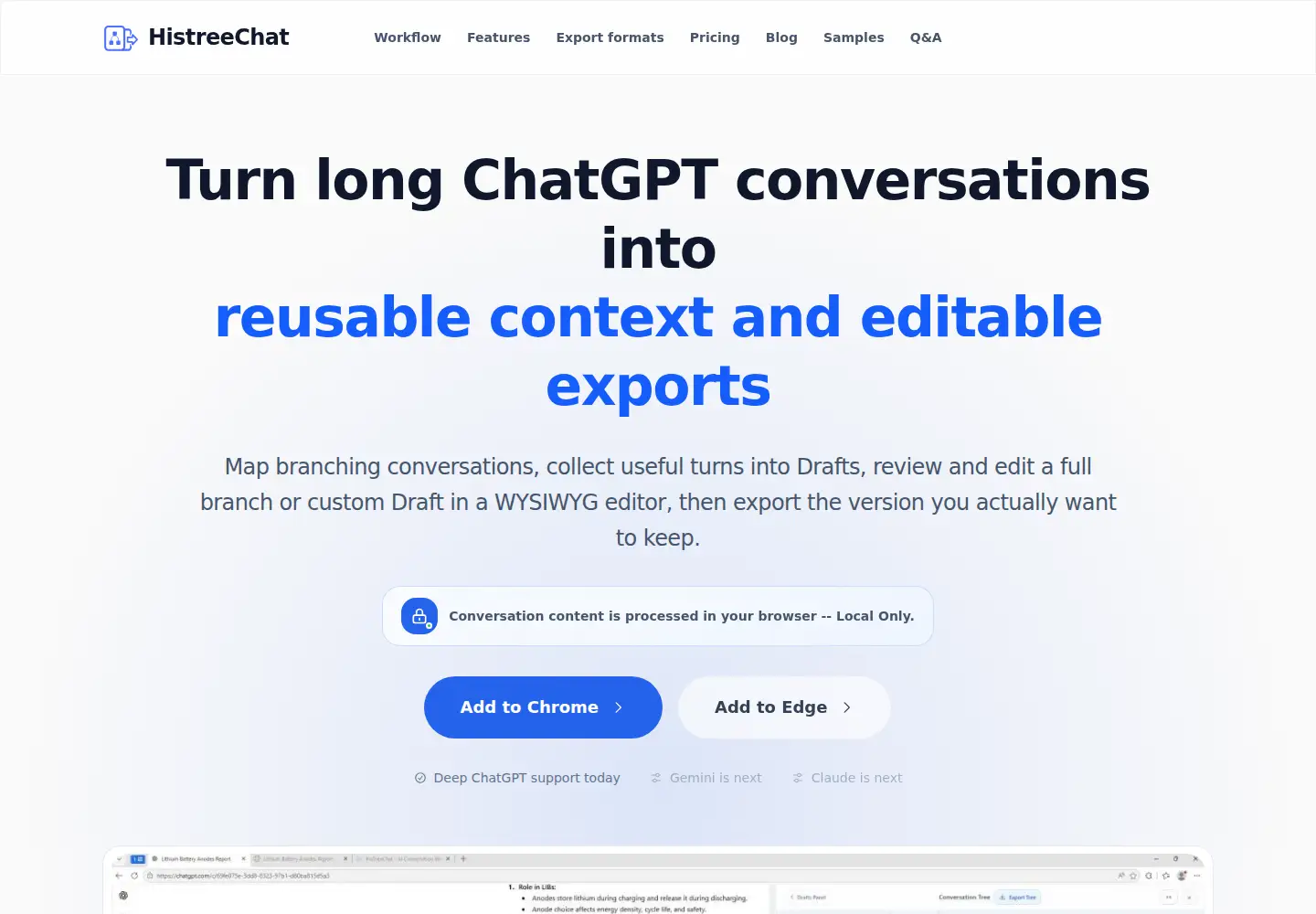 Captured homepage of histree.chat in the current scan