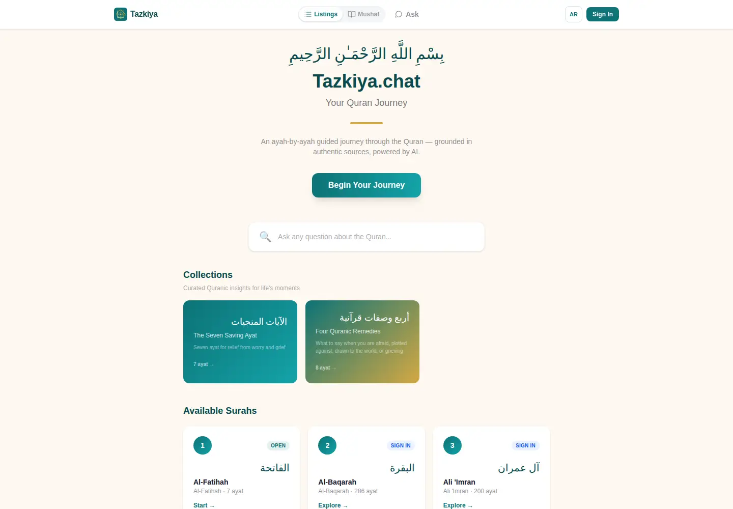 Captured homepage of tazkiya.chat in the current scan