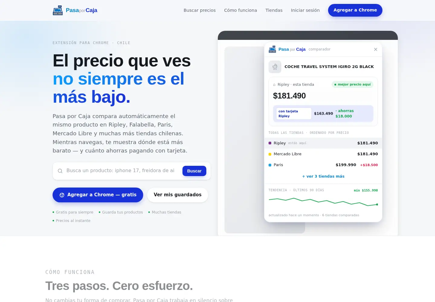 Captured homepage of pasaporcaja.cl in the current scan