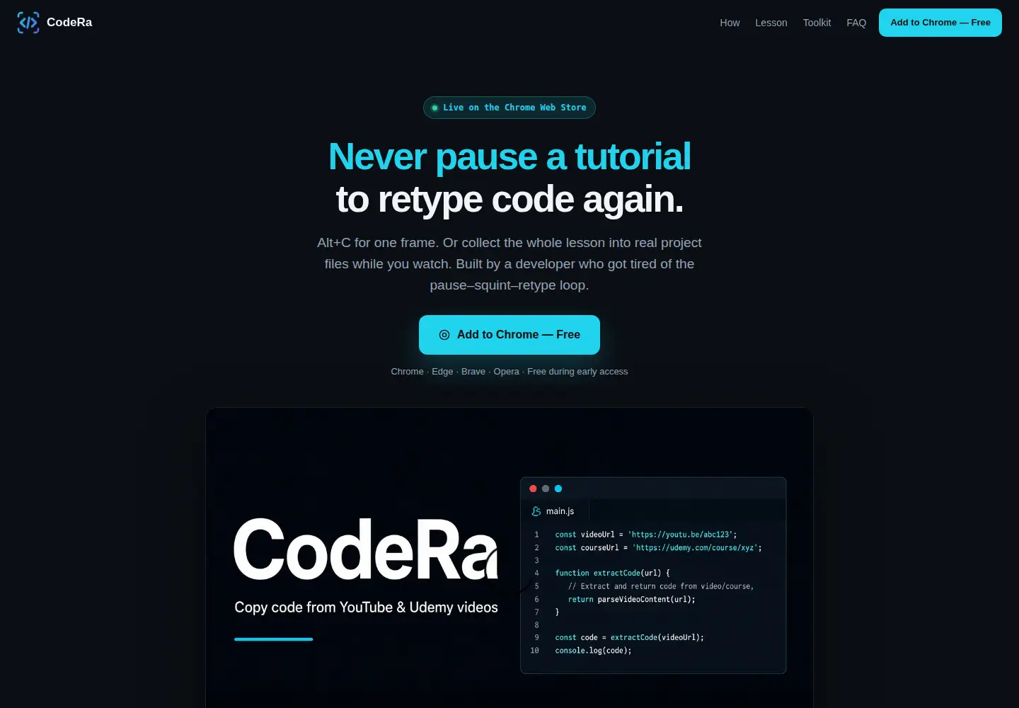 Captured homepage of codera.click in the current scan