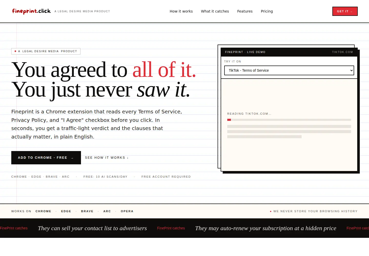 Screenshot of fineprint.click