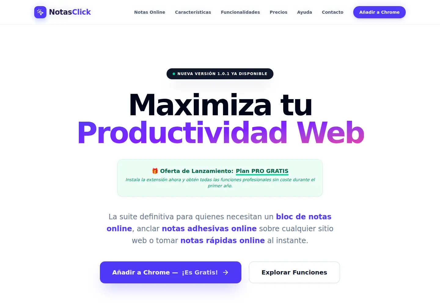 Screenshot of notas.click