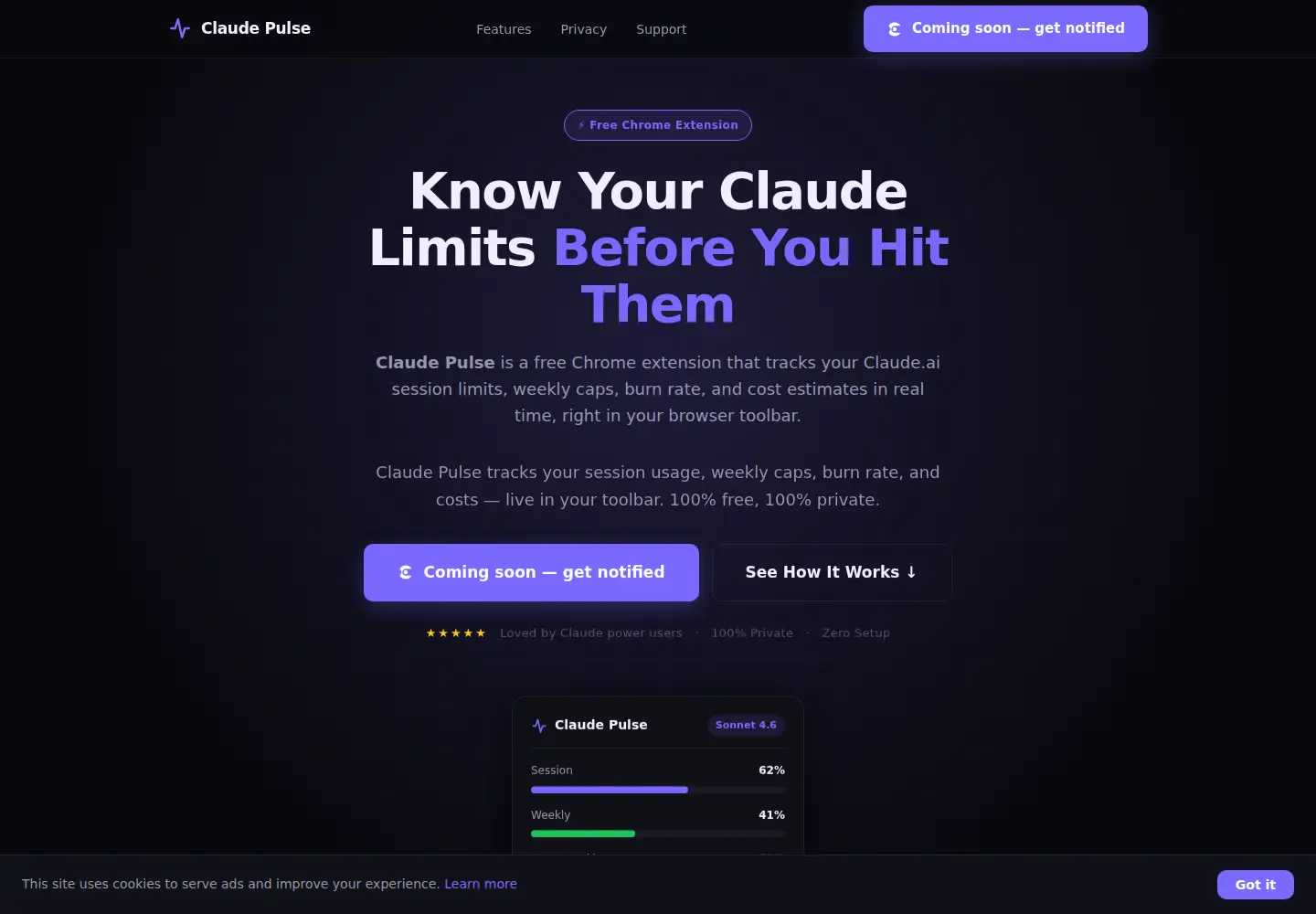 Screenshot of claudepulse.cloud