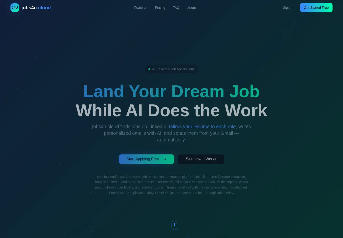 Captured homepage of jobs4u.cloud in the current scan