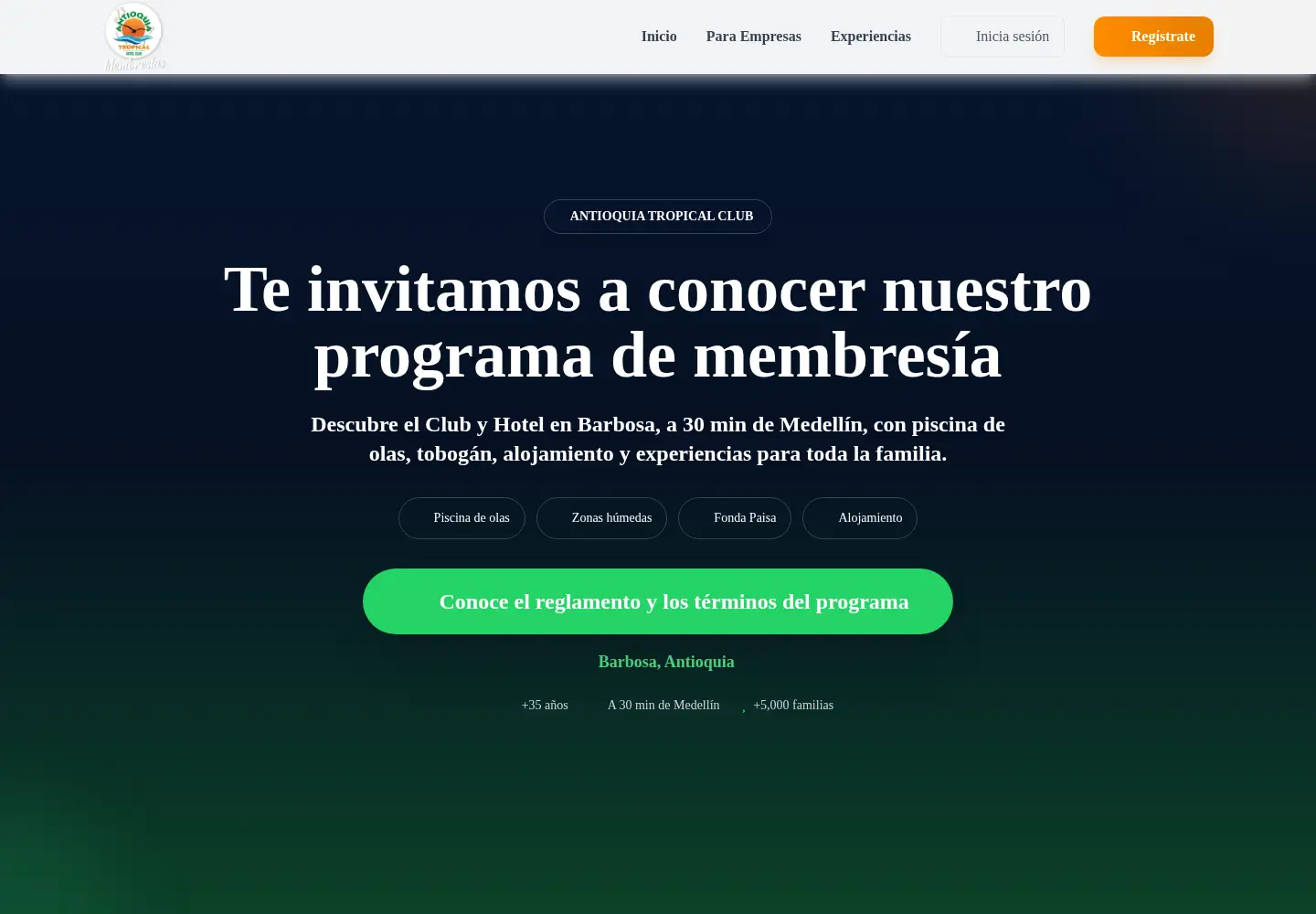 Captured homepage of antioquiatropical.club in the current scan