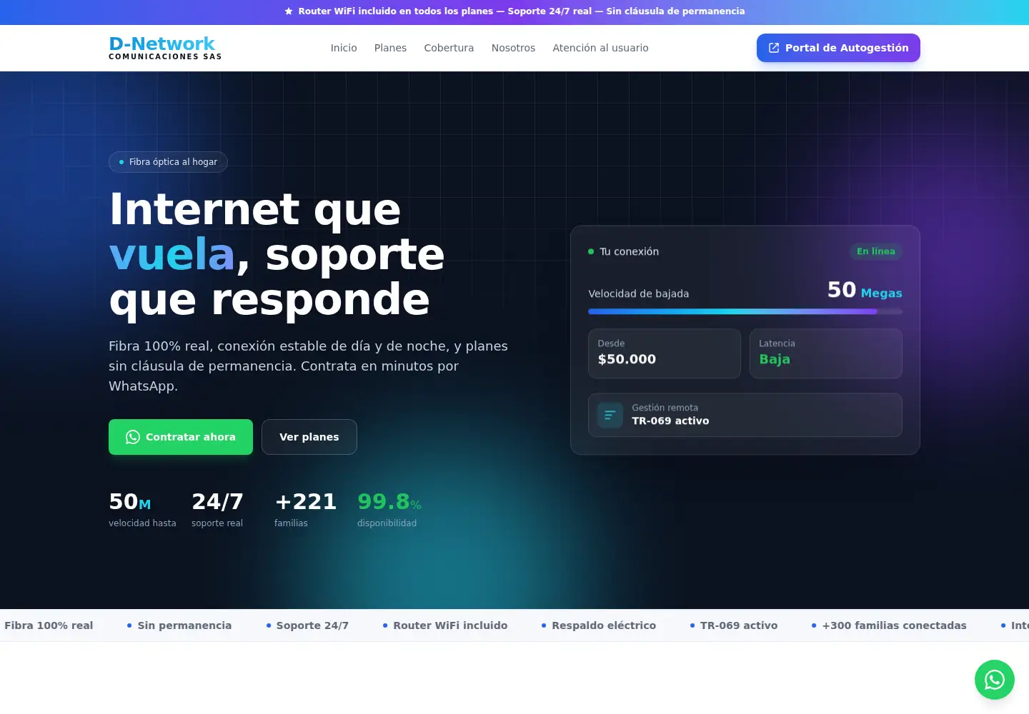 Captured homepage of d-network.com.co in the current scan