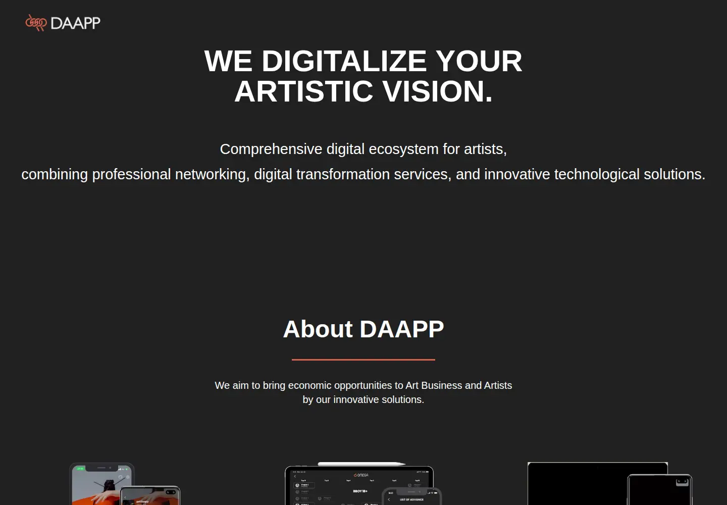 Captured homepage of daapp.co in the current scan