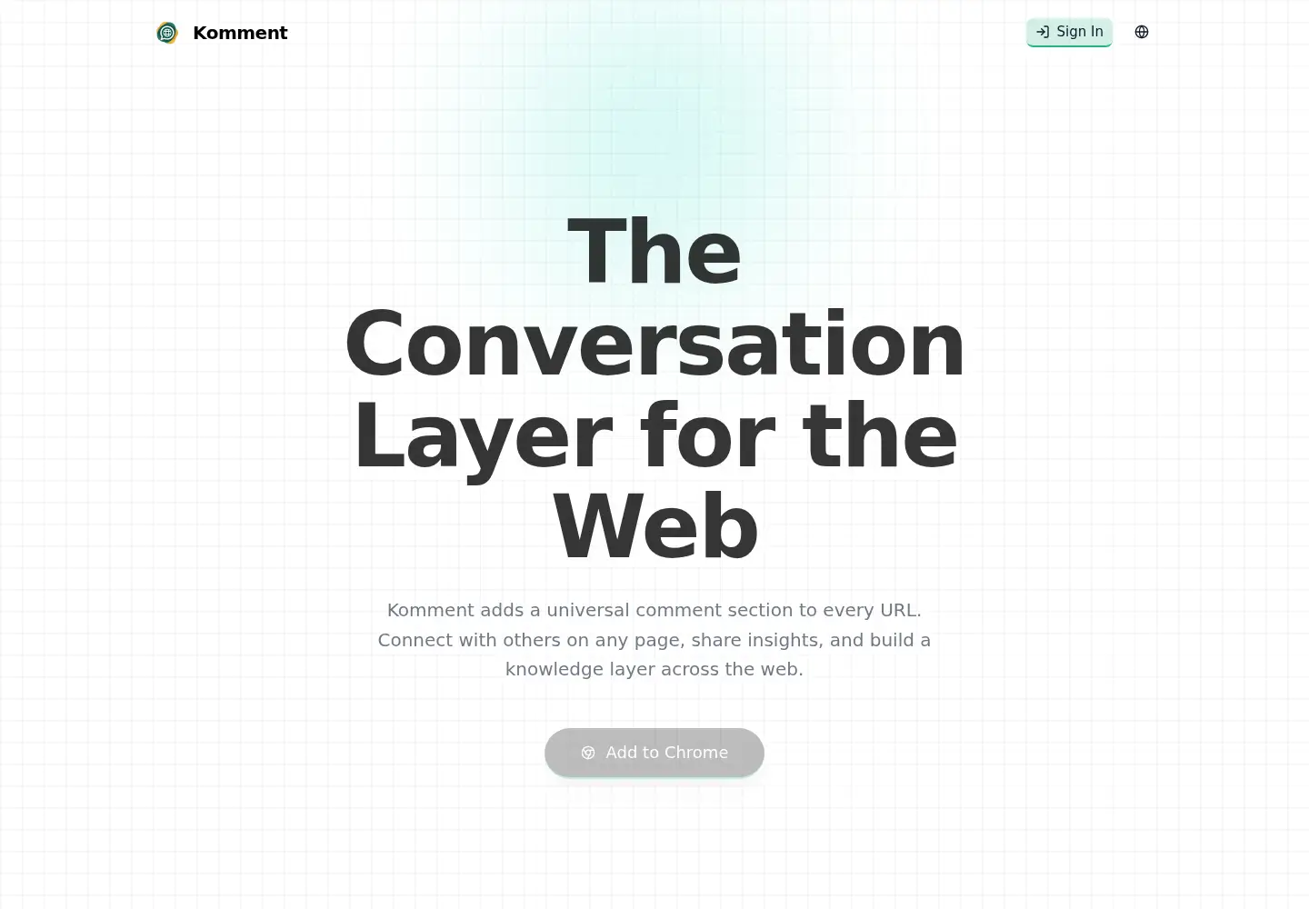 Captured homepage of komment.co in the current scan