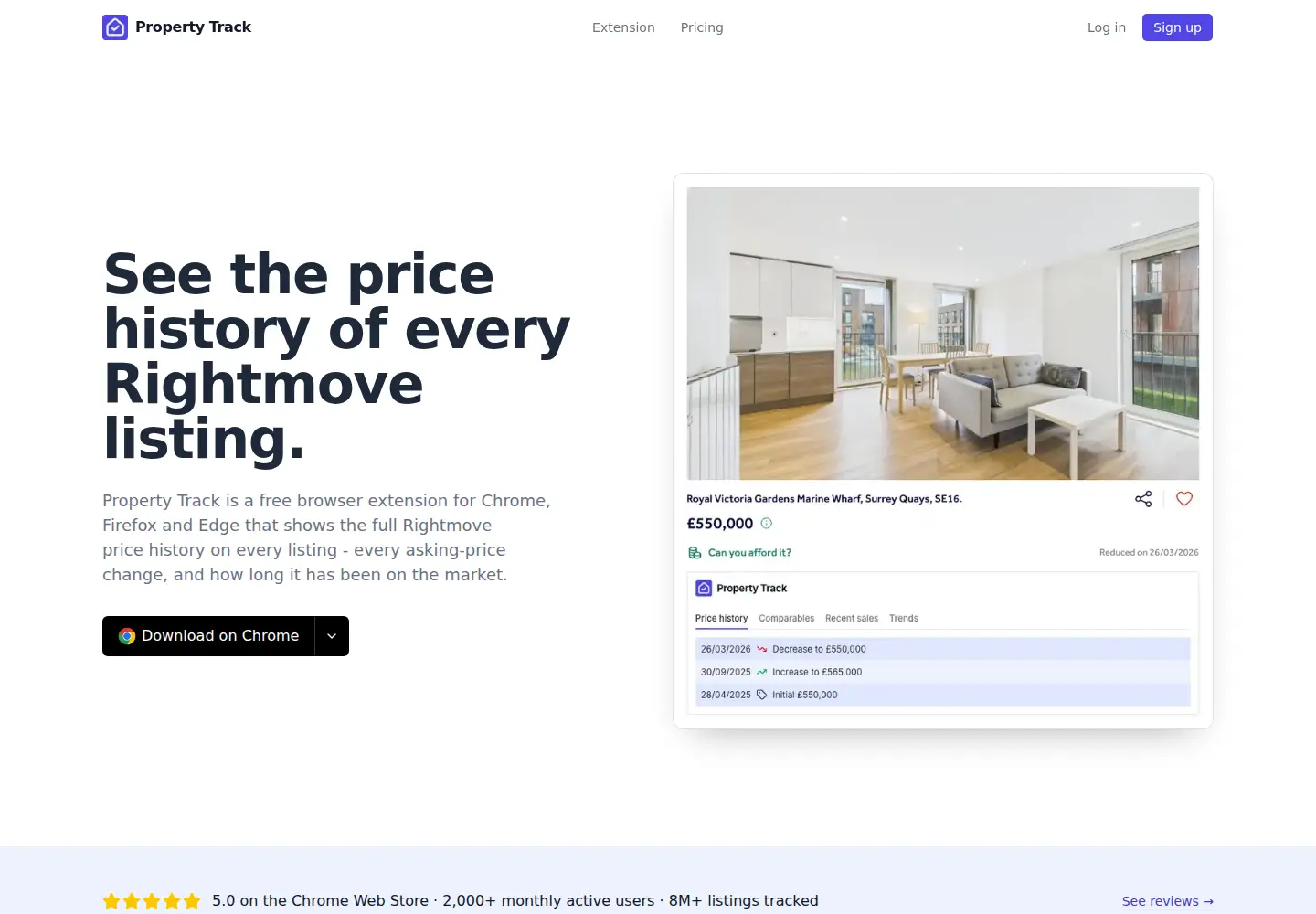 Captured homepage of propertytrack.co in the current scan