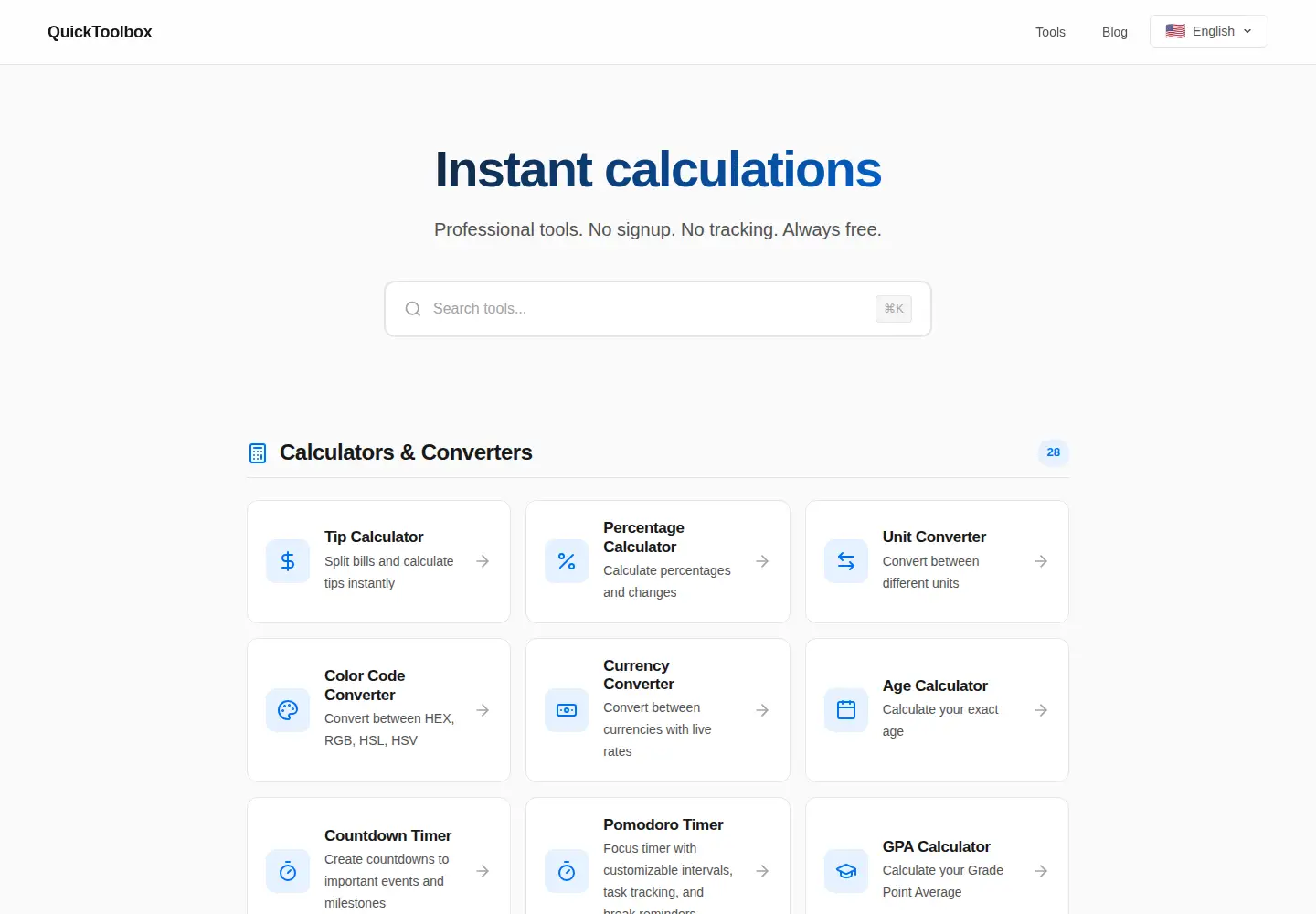 Screenshot of quicktoolbox.co