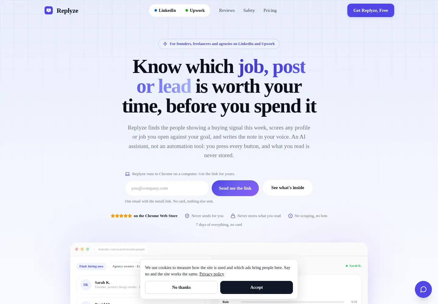 Screenshot of replyze.co