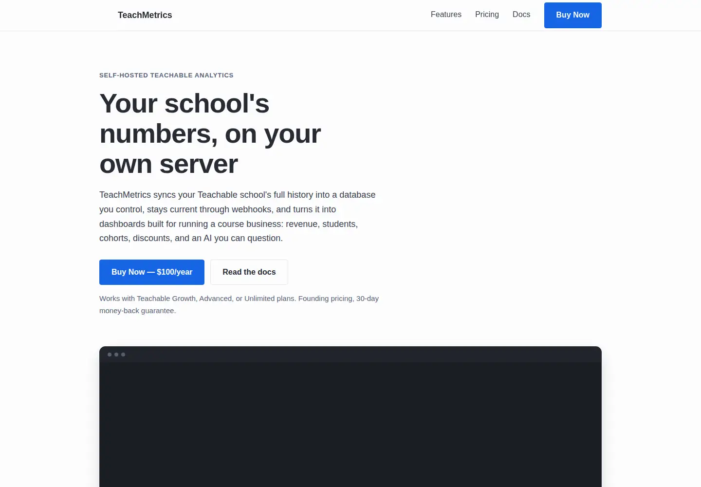 Captured homepage of teachmetrics.co in the current scan