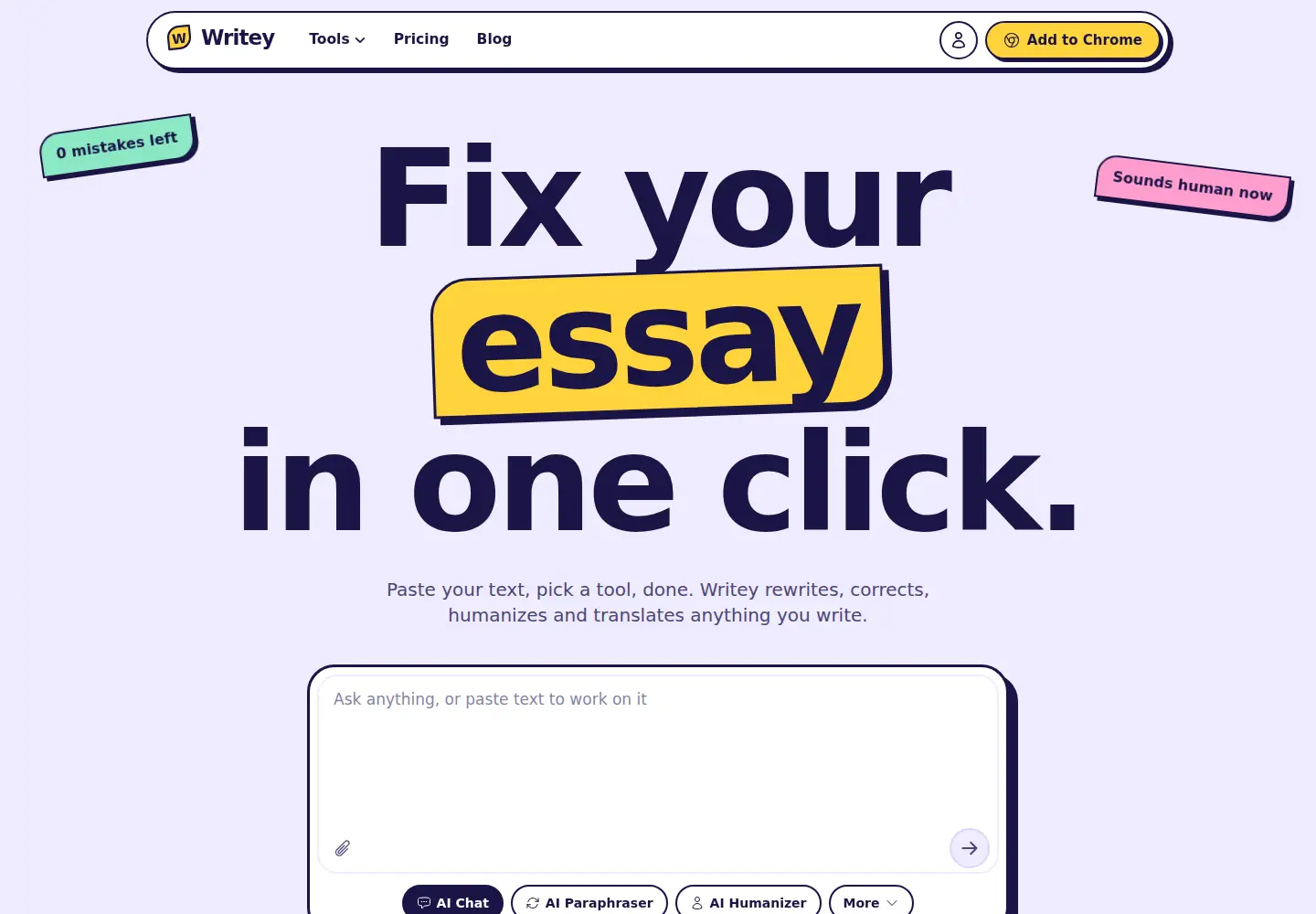 Captured homepage of writey.co in the current scan